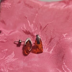 Elegant Silver and Amber Earrings